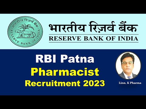 RBI Pharmacist Vacancies at Patna || RBI Patna Pharmacist jobs // Pharmacist Vacancy RBI Patna 2023