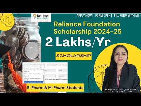 Reliance Scholarship for B.Pharm & M.Pharm students | 2 lakh/year Scholarship for 2024-24 students