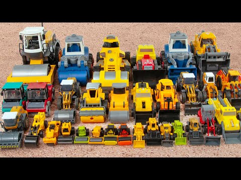 I collected half and half bulldozers and asphalt roller trucks of various sizes and colors