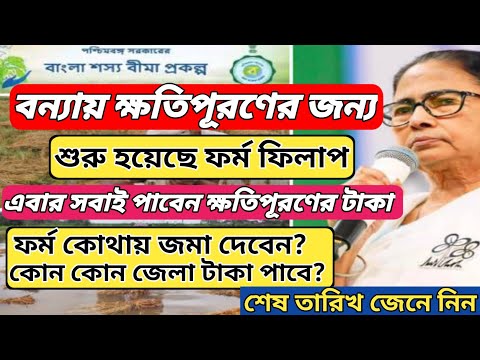 বন্যায় ক্ষতিপূরণের জন্য ফর্ম ফিলাপ শুরু হয়েছে | কোন কোন জেলা টাকা পাবে? Bangla Shasya Bima 2024