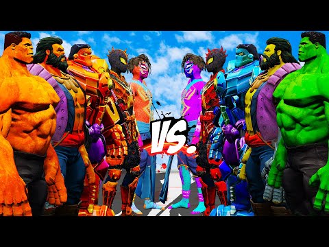 TEAM ORANGE ( 3 HULK, 2 SPIDER ) VS TEAM COLOR ( 3 HULK, 2 SPIDER ) - EPIC SUPERHEROES WAR