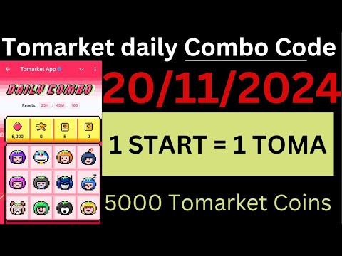 Tomarket daily Combo Code Solve || Date 20/11/24 daily Combo Code || 1 Tomarket Star= 1$ On Airdrop