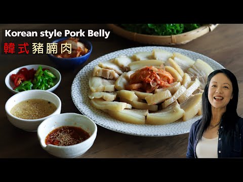 簡易一鑊熟【🇰🇷韓式豬腩肉】2款包肉醬 #零油煙 Korean style Pork Belly with Kimchi | Two Dipping Sauce Easiest Recipe