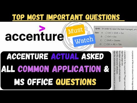 Accenture Top 30 Must-Know MS Office & Common Application Question for Accenture Exams | August 2024