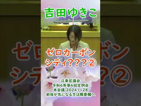 参政党【吉田ゆきこ】20241128重要部分②江東区議会令和6年第4回定例会【ゼロカーボンシティ？？？②】