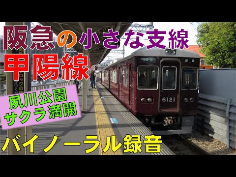 【バイノーラル録音】サクラ満開/阪急甲陽線/走行音＋車窓/Hankyu Railway/Koyo Line/Cherry Blossoms in Full Bloom/Hyogo, Japan