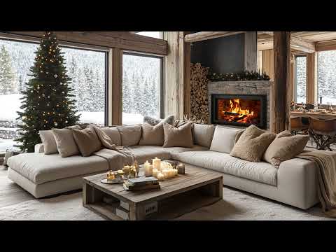 Peaceful Holiday Retreat 🎄❄ | Fireplace Crackles & Snowfall Ambience for Sleep & Emotional Balance