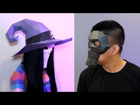 How to make 3D Witch Hat and Skull Mask Papercraft for Halloween