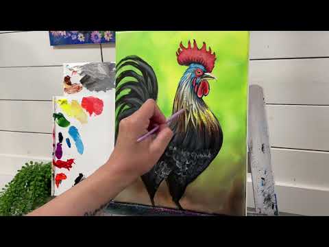 How To Draw And Paint A Rooster | Acrylic Tutorial