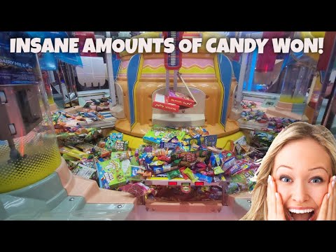 The BEST CANDY PUSHER JACKPOT We've Ever Done! (FROM A) (Arcade Big Sweetland)