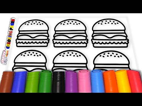 Hamburger Big Colorful Marker Coloring Pages / AKN Kids House