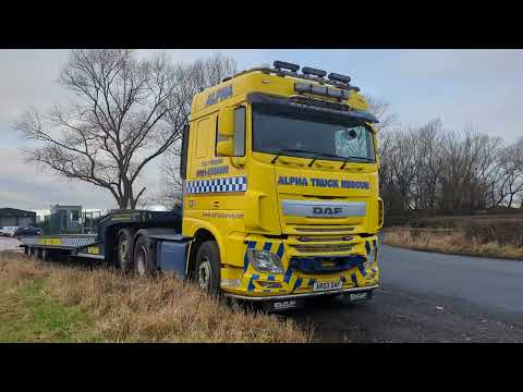 Alpha Truck Rescue AR03DAF Truck And Trailer Outside Alpha Recovery Cramlington Dudley Depot! 🚚💛💙