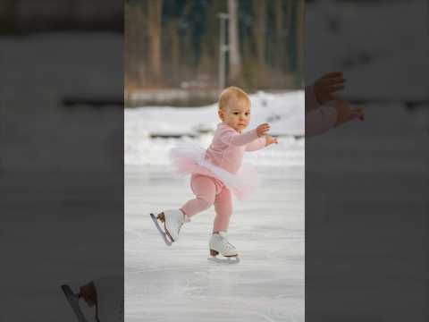 Baby Cecilia goes ice skating