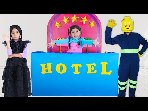 Wednesday and Lego Man's at Maddie's Hotel Adventure