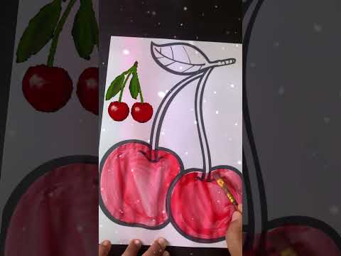 Easy drawing for kids | simple drawing cherry 🍒 #kids #kidsvideos #drawingforkids #shorts #viral