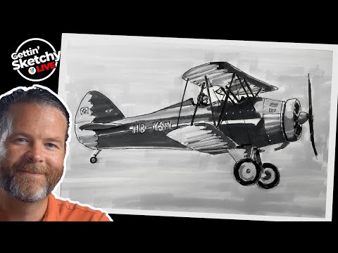 How to Draw a Plane - Live Drawing Exercise - Ink with Markers