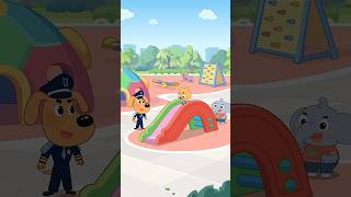 Kids Learn Safety Tips and Sharing with Slide #shorts #cartoon #sherifflabrador