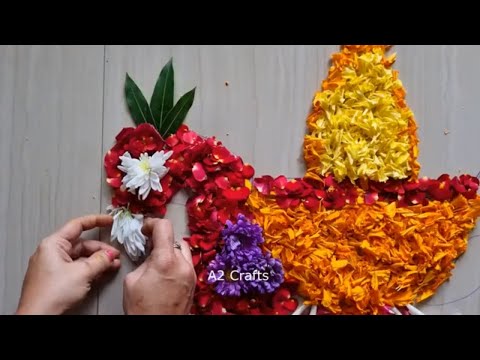 Simple Diwali Flower Decoration ideas || Easy Simple Diwali Special Diya Flower rangoli design