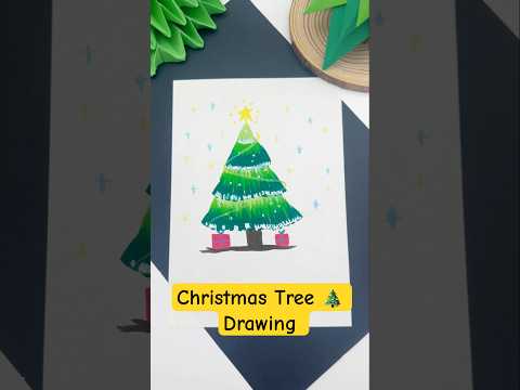 Easy way to Draw a Christmas Tree 🎄 #christmas #drawing #art #easy