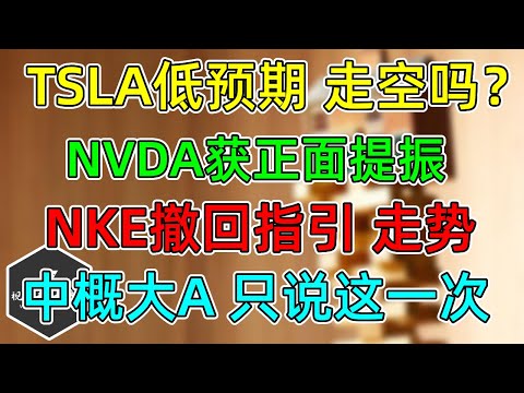 美股 TSLA交付略低于预期，走空了吗？NVDA小幅提振！NKE财报撤回指引，怎么看？关于中概、A股短期时间点，只说这一次！