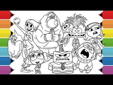 Inside Out 2 Coloring Pages | Anxiety Envy Joy Disgust Anger Embarrassment Sadness Fear Ennui