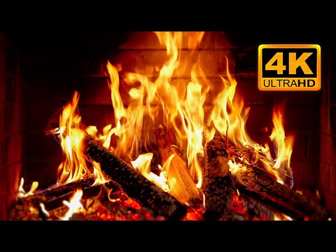 FIREPLACE 4K 🔥 Fireplace video with Burning Logs & Fire Sounds. Christmas Fireplace