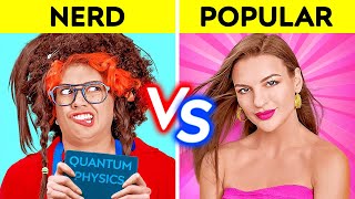 POPULAR VS NERD STUDENT FOR 24 HOURS! How To Become Popular At School! Comedy by 123 GO! CHALLENGE