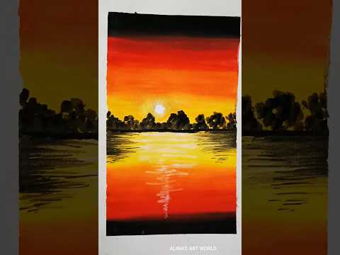 How to paint a sunset for beginners #shorts #art  #youtubeshorts #painting