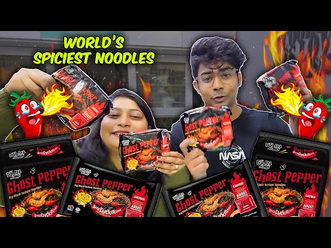 Trying the WORLDS SPICIEST NOODLES🥵🌶 | Daebak Ghost Pepper Noodles Review😵| Food Challenge