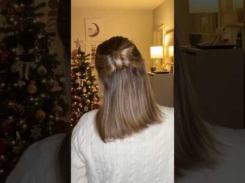 easy hair bow hairstyle 🎀✨🎄#hairstyle #hairtutorial #holidayhairstyle