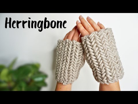 Herringbone Stitch Fingerless Gloves Crochet Tutorial