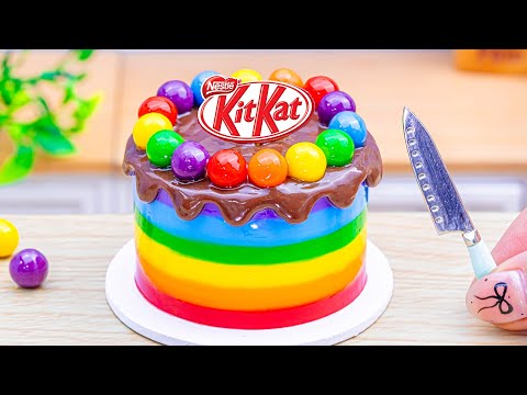 Beautiful Miniature Colorful Cake🌈 Yummy Miniature Rainbow KITKAT Cake Decorating Ideas