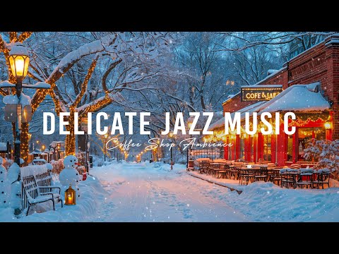 Delicate Piano Jazz Music for a Positive Mood ☕ Outdoor Cafe Next to the Snow-Covered Road ❄️