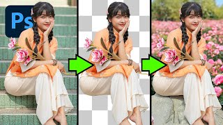 How To Remove Background in Photoshop 2025 👧🏻 Remove 🠺 Refine 🠺 Replace ✔️