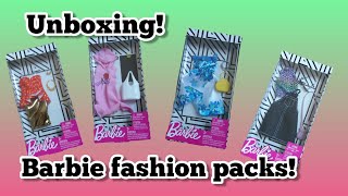 Unboxing Barbie fashion, accessory packs | Curvy Barbie doll clothes. Barbie clothes collection