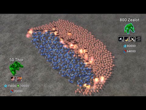 Can 50 Thors beat 800 Zealots? (Daily StarCraft Brawl)