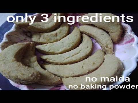 ##బేకరీ స్టైల్ half moon biscuits## ||no maida ,no baking powder only three ingredients||