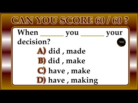 60 Grammar Quiz | English Grammar Tenses Full | English Grammar Test | No.1 Quality English