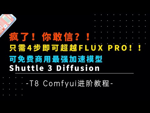 Ai进阶79-疯了！你敢信？只要4步超越Flux Pro，10步提升细节！基于Flux训练最新可商用Shuttle 3详细测评和工作流-T8 Comfyui教程