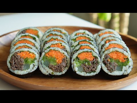 김밥 예쁘게 싸는법 & 옆구리 안터지는 비법 | 불고기 김밥 | How to Make Kimbap (Beef Gimbap)