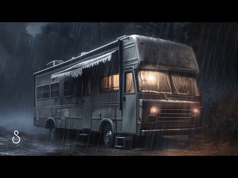 Sleeping In A Retro RV Caught In A Rain & Thunderstorm💧Black Screen | 12 Hours | Sleep In Series