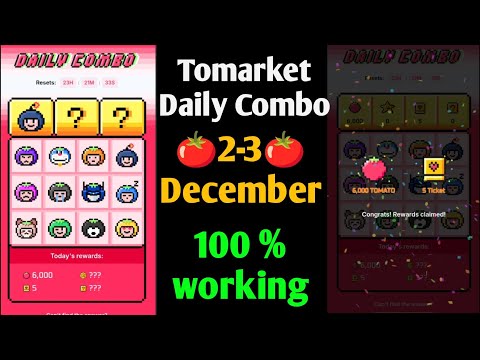 Tomarket daily Combo Today 2 December | Tomato combo today 2 December | Tomarket daily combo