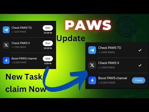 Paws airdrop New Task|Paws update|claim Reward