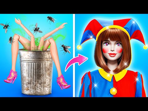 Poor Doll Becomes Rich POMNI! 💖 Best Doll Hacks and DIYs*The Amazing Digital Circus barbie makeover