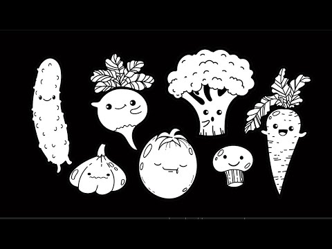 Vegetable Disco Party | Baby Sensory Fun Video | High Contrast Black & White animation | Hand Drawn