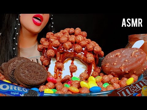 🍫asmr nutella chocolate cake 👅with chocolate cornflakes with milk and magnum and OREO|먹방 초콜릿 |😋🐾