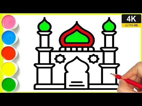 How to draw mosque drawing easy | Majid ka drawing step by step || Mosque drawing tutorial | By Arya