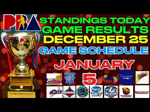 PBA STANDINGS TODAY | PBA GAME RESULTS DECEMBER 25, 2024 | PBA GAME SCHEDULE JANUARY 5,2025