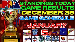 PBA STANDINGS TODAY | PBA GAME RESULTS DECEMBER 25, 2024 | PBA GAME SCHEDULE JANUARY 5,2025