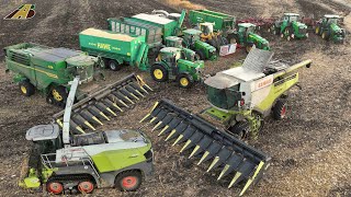 Large-scale operation in Poland Threshing grain corn & chopping corn straw Combine harvesters & c...